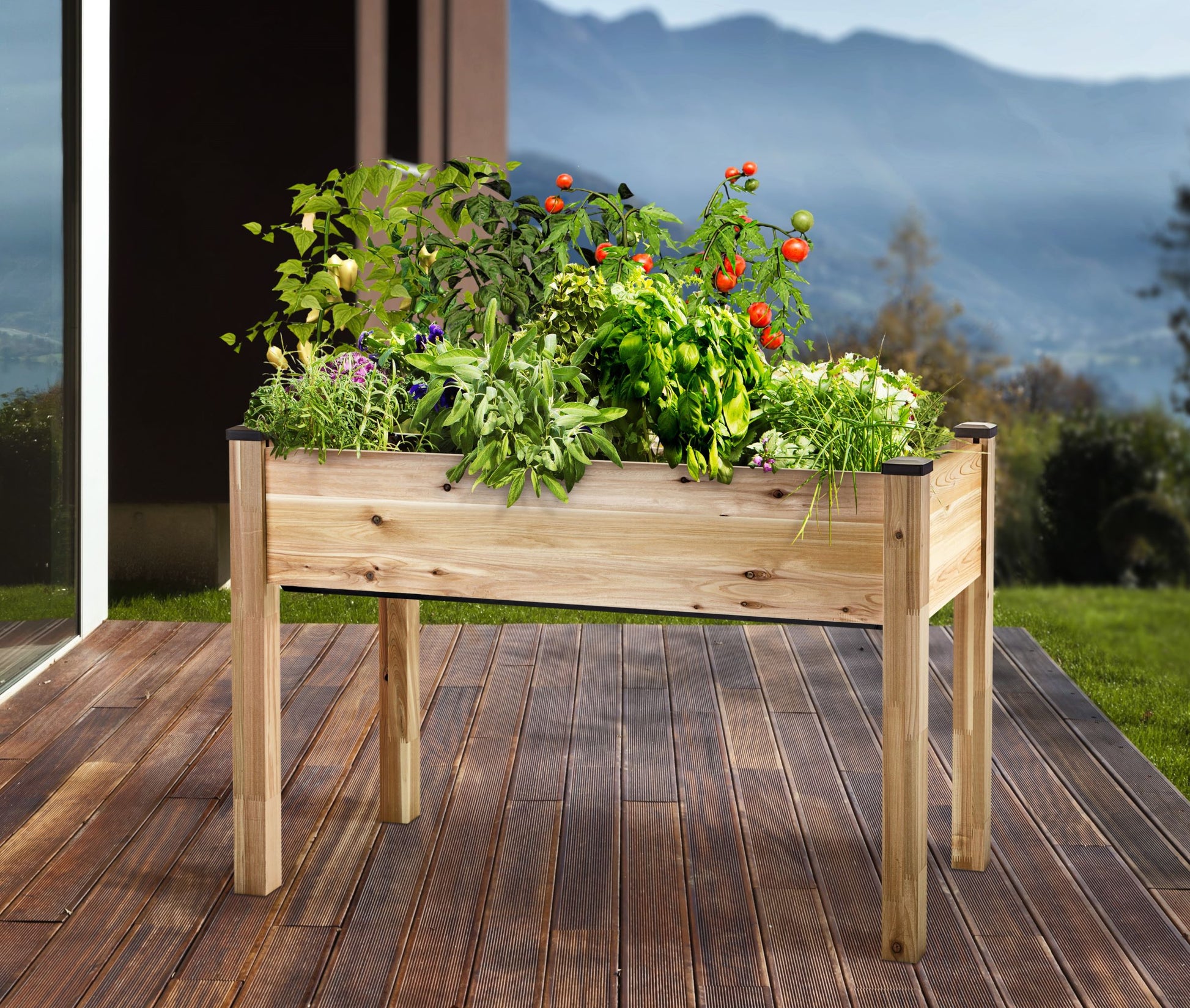 CedarCraft Self-Watering Cedar Planter, 22×48×30 inches, natural Western Red Cedar